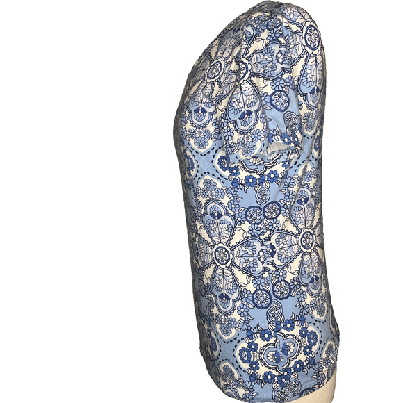 Talbots Tee Top Women Small Short sleeve Paisley Print Blue - Picture 2 of 3